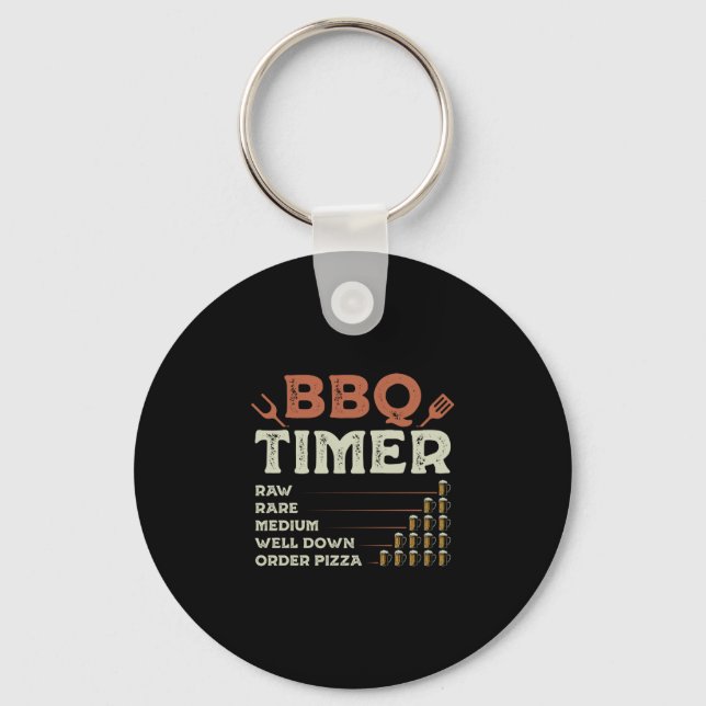 Mens funny bbq grill chef grilling master barbecue key ring (Front)