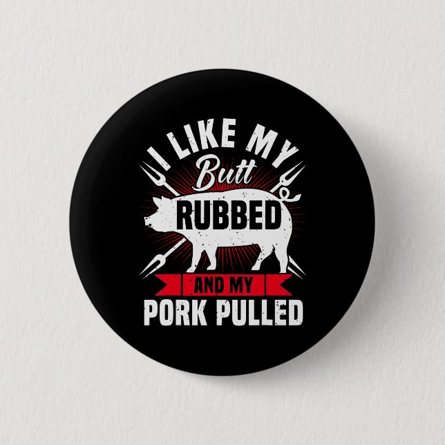 Mens Funny Bbq Grilling Pulled Pork  6 Cm Round Badge (Front)