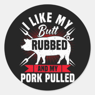 Mens Funny Bbq Grilling Pulled Pork  Classic Round Sticker