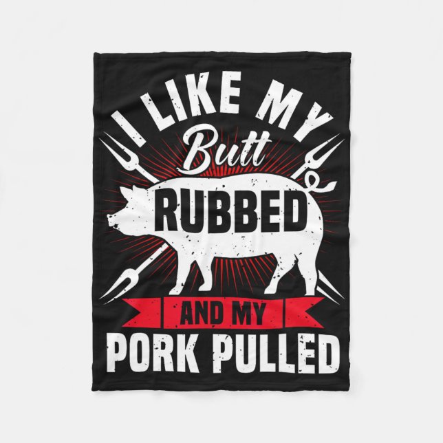 Mens Funny Bbq Grilling Pulled Pork  Fleece Blanket (Front)