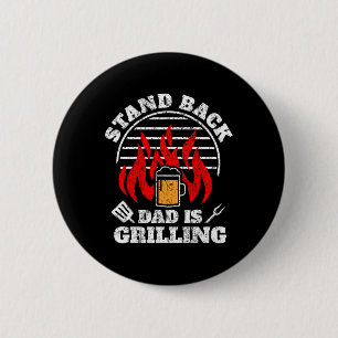 Mens Funny Bbq Smoker Stand Back Dad Is Grilling F 6 Cm Round Badge