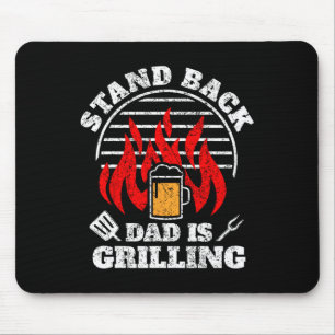 Mens Funny Bbq Smoker Stand Back Dad Is Grilling F Mouse Pad