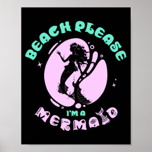 Mens funny beach a mermaid _ fantasy magic poster