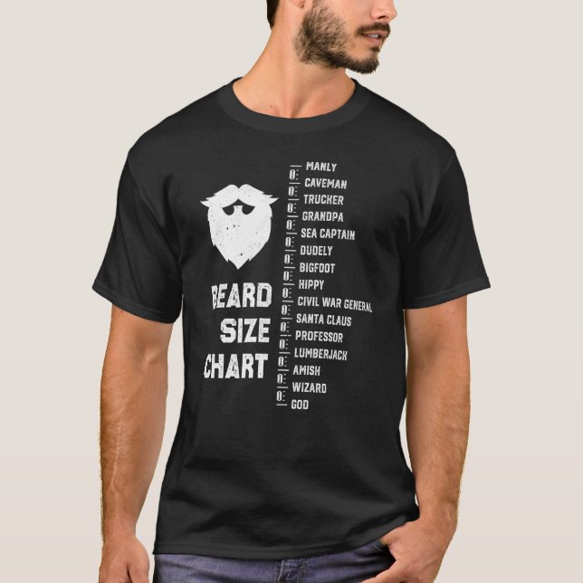 Mens Funny Beard Measuring Tool Beard Length Beard T-Shirt (Front)