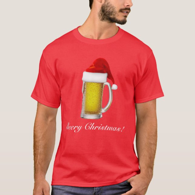 Mens Funny Beery Christmas Beer T Shirt (Front)