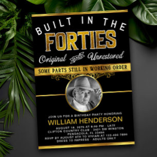 Mens Funny Birthday Party Built in the 40's Invitation