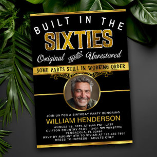 Mens Funny Birthday Party Built in the 60's Invitation