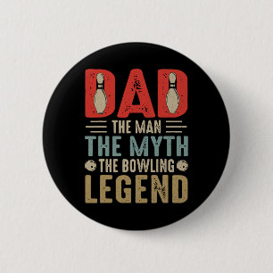 Mens Funny Bowler Dad Bowling Legend Father's Day 6 Cm Round Badge