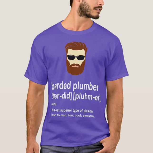 Mens Funny Brown Beard Plumber Gift for Men Son T-Shirt (Front)