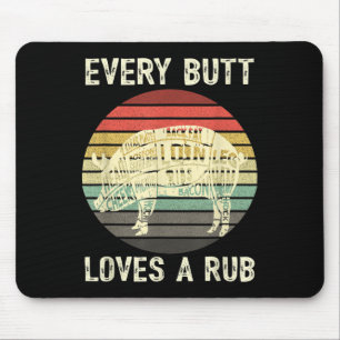 Mens Funny Butt Loves Rub Meat Bbq Smoker Smoking Mouse Pad