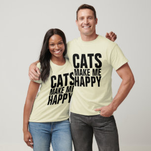 Mens Funny Cat T-shirts, CATS MAKE ME HAPPY T-Shirt