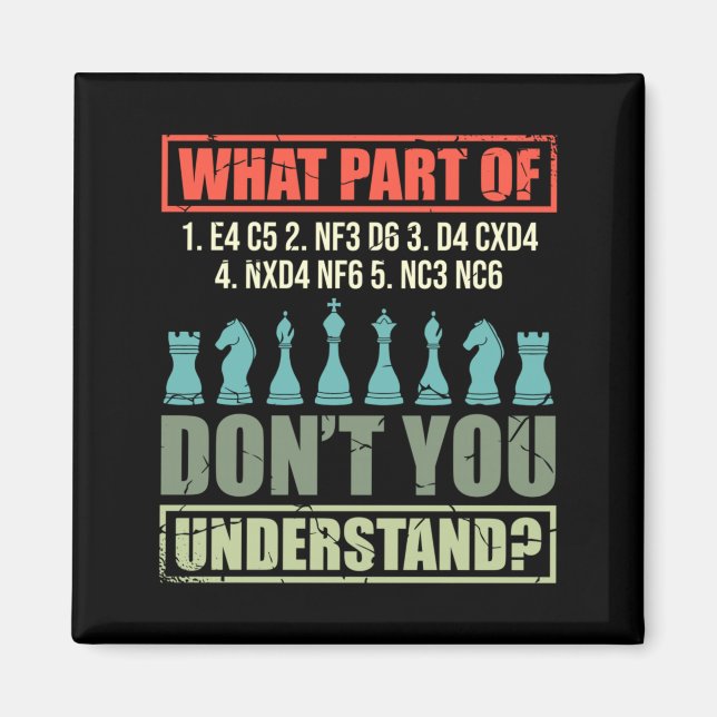 Mens Funny Chess Player What Part Of Dont Magnet (Front)