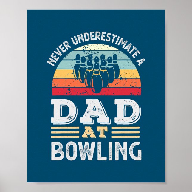 Mens Funny Dad at Bowling Fathers Day Mens  Poster (Front)