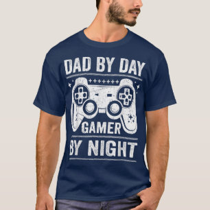 Mens Funny Dad By Day Gaming By Night Video Gamer T-Shirt