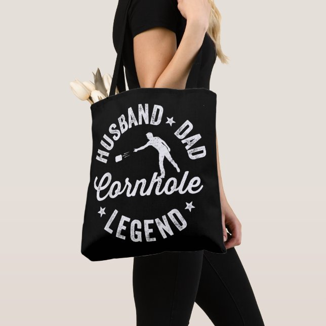 Mens Funny Dad Cornhole Legend    Tote Bag (Close Up)