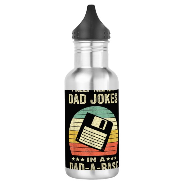 Mens Funny dad Jokes in dad-a-Base 710 Ml Water Bottle (Left)