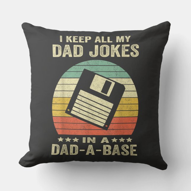 Mens Funny dad Jokes in dad-a-Base Cushion (Front)