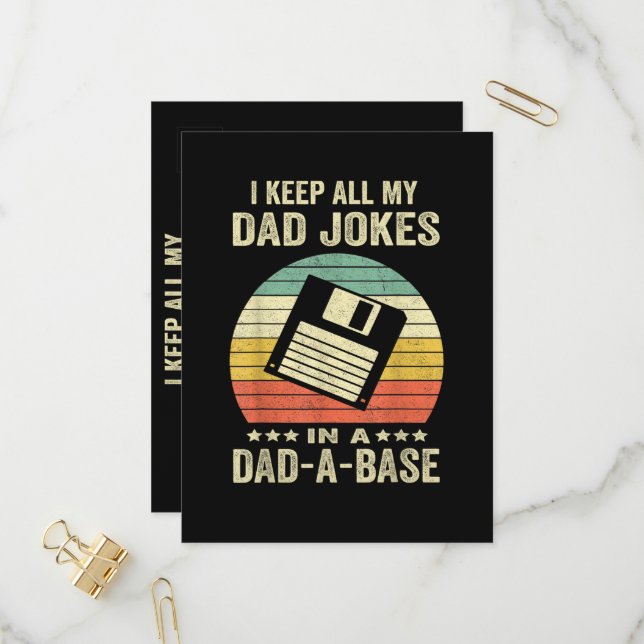 Mens Funny dad Jokes in dad-a-Base Invitation Postcard (Front/Back In Situ)