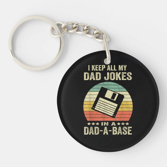 Mens Funny dad Jokes in dad-a-Base Key Ring (Front)