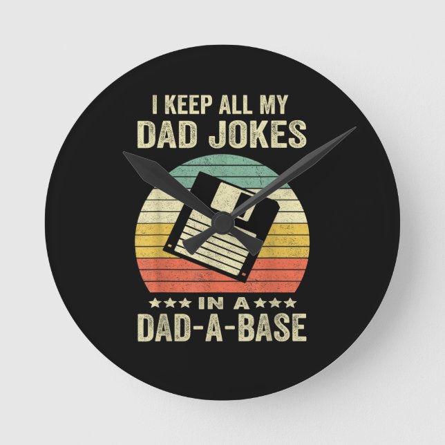 Mens Funny dad Jokes in dad-a-Base Round Clock (Front)