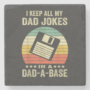 Mens Funny dad Jokes in dad-a-Base Stone Coaster