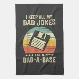 Mens Funny dad Jokes in dad-a-Base Tea Towel