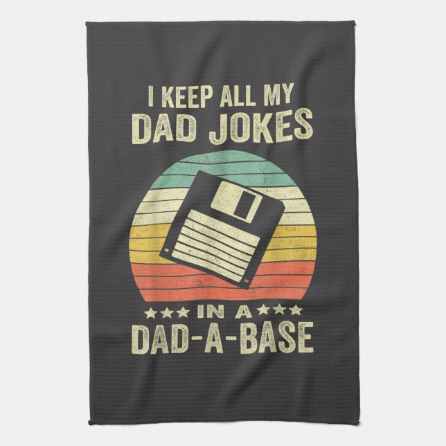 Mens Funny dad Jokes in dad-a-Base Tea Towel (Vertical)