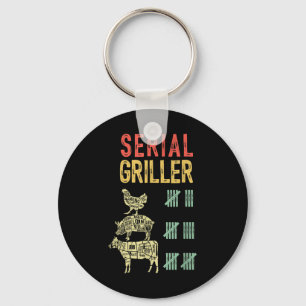 Mens Funny Dad Loves Bbq Serial Griller Grilling S Key Ring