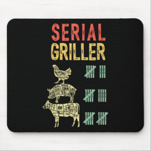 Mens Funny Dad Loves Bbq Serial Griller Grilling S Mouse Pad