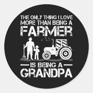 Mens Funny Farming Tractor Retro Farmer Grandpa Classic Round Sticker
