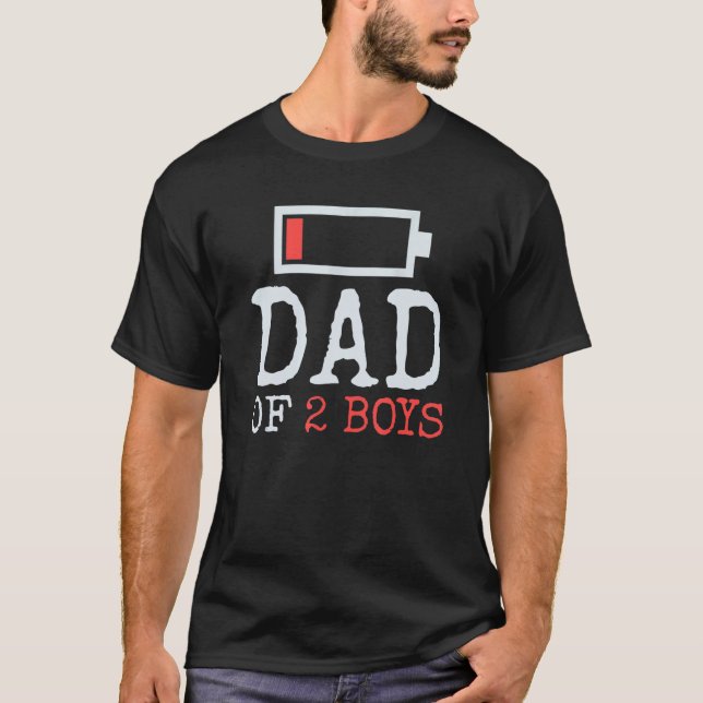 Mens Funny Father's Day  Dad2 Dad Low Battery Dad  T-Shirt (Front)