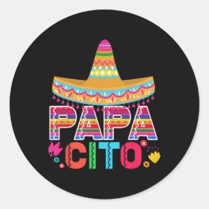 Mens Funny Fathers Day Gift For Men Papacito Dad Classic Round Sticker