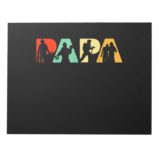 Mens Funny Fathers Day Gift |Funny Firefighter Dad Notepad (Front)