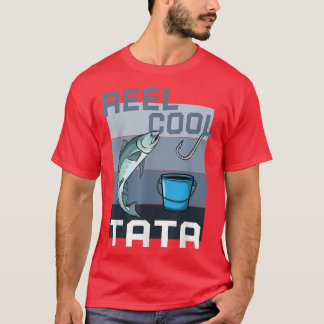 Mens Funny Fishing Reel Cool Tata Fathers Day  T-Shirt