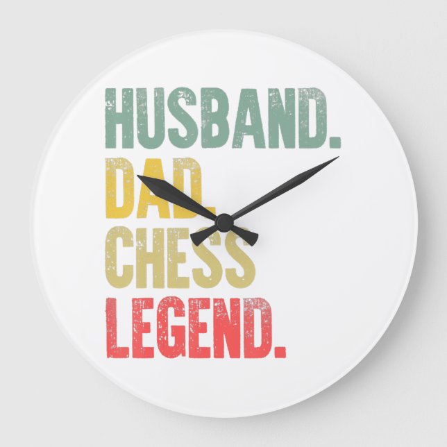 Mens Funny Gift Husband Dad Chess Legend Large Clock (Front)