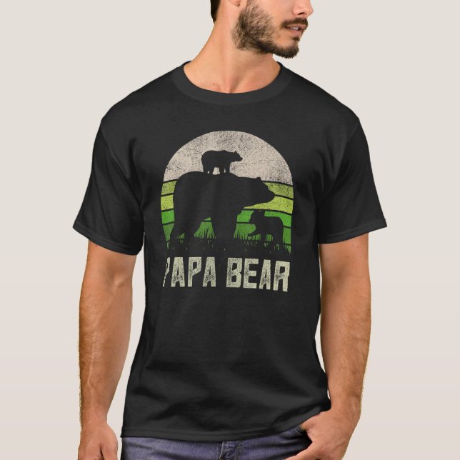 Mens Funny Grandpa  From Grandkids Papa Bear 2 Cub T-Shirt (Front)
