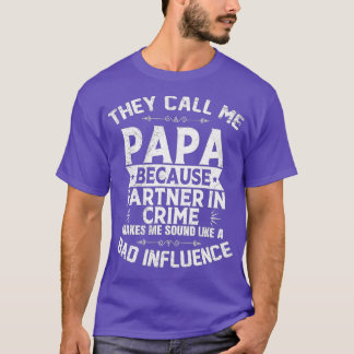Mens Funny Grandpa Gifts Papa Partner In Crime  Me T-Shirt