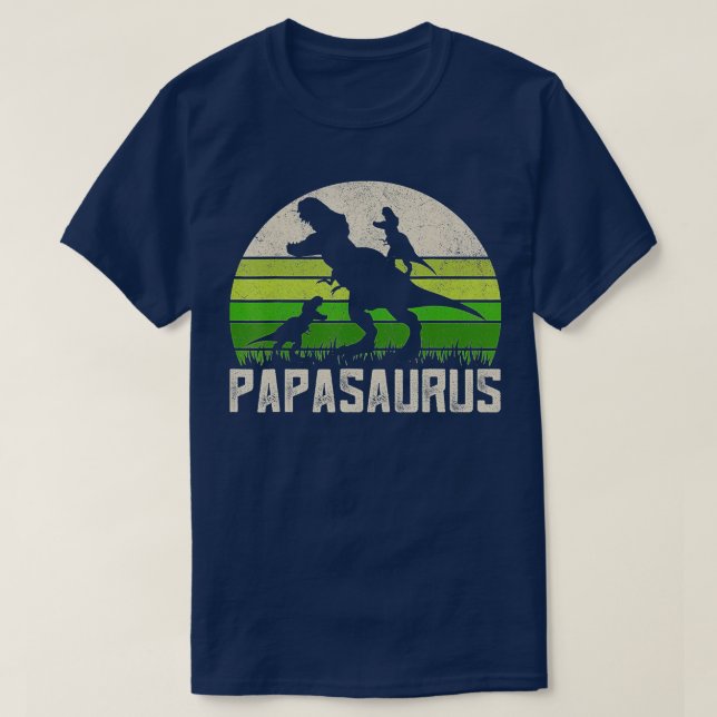 Mens Funny Grandpa Shirts, Papasaurus Dinosaur 2 K T-Shirt (Design Front)