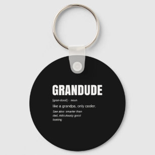 Mens Funny Grandude Cool Grandpa Novelty Key Ring