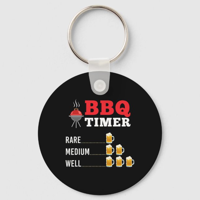 Mens Funny Grilling Shirts - Bbq Timer - Bbq Shirt Key Ring (Front)