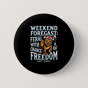 Mens funny grizzly bear patriotic summer freedom 6 cm round badge