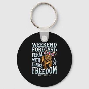 Mens funny grizzly bear patriotic summer freedom key ring