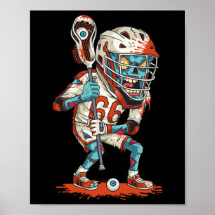 Mens Funny Lacrosse Zombie Player Lax Lazy Hallowe Poster
