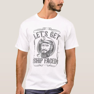 Mens Funny Lets Get Ship Faced Pontoon Captain Fat T-Shirt
