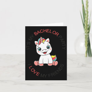 Mens Funny My Bachelor Party Cute Unicorn Bachelor Card