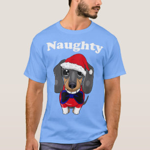 Mens Funny Naughty Christmas Dachshund Funny Wiene T-Shirt