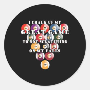 Mens Funny No Scratching Scratch Game Pool Billiar Classic Round Sticker