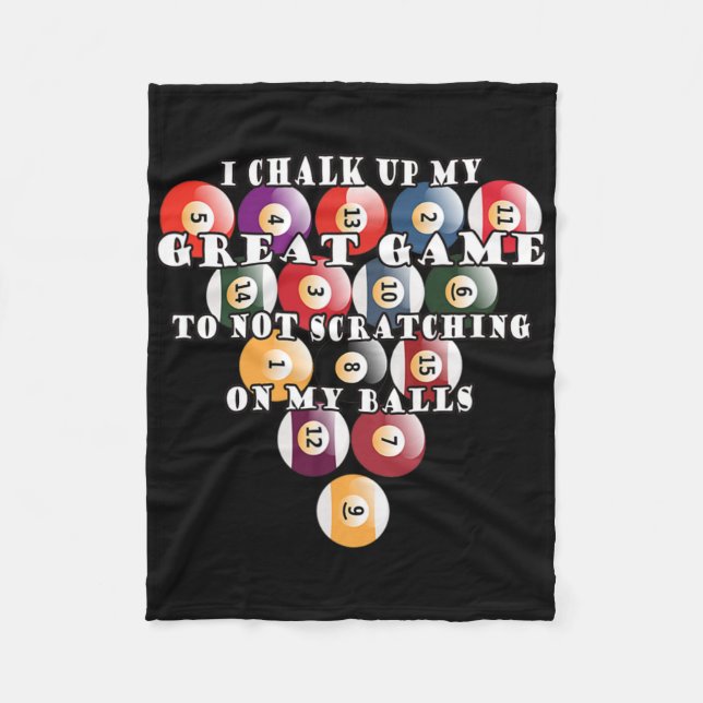Mens Funny No Scratching Scratch Game Pool Billiar Fleece Blanket (Front)