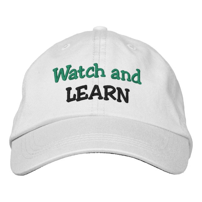 Mens Funny Novelty Golf WATCH AND LEARN Embroidered Hat (Front)