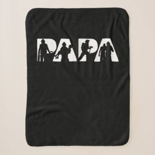 Mens Funny Papa Firefighter Fathers Day Sherpa Blanket